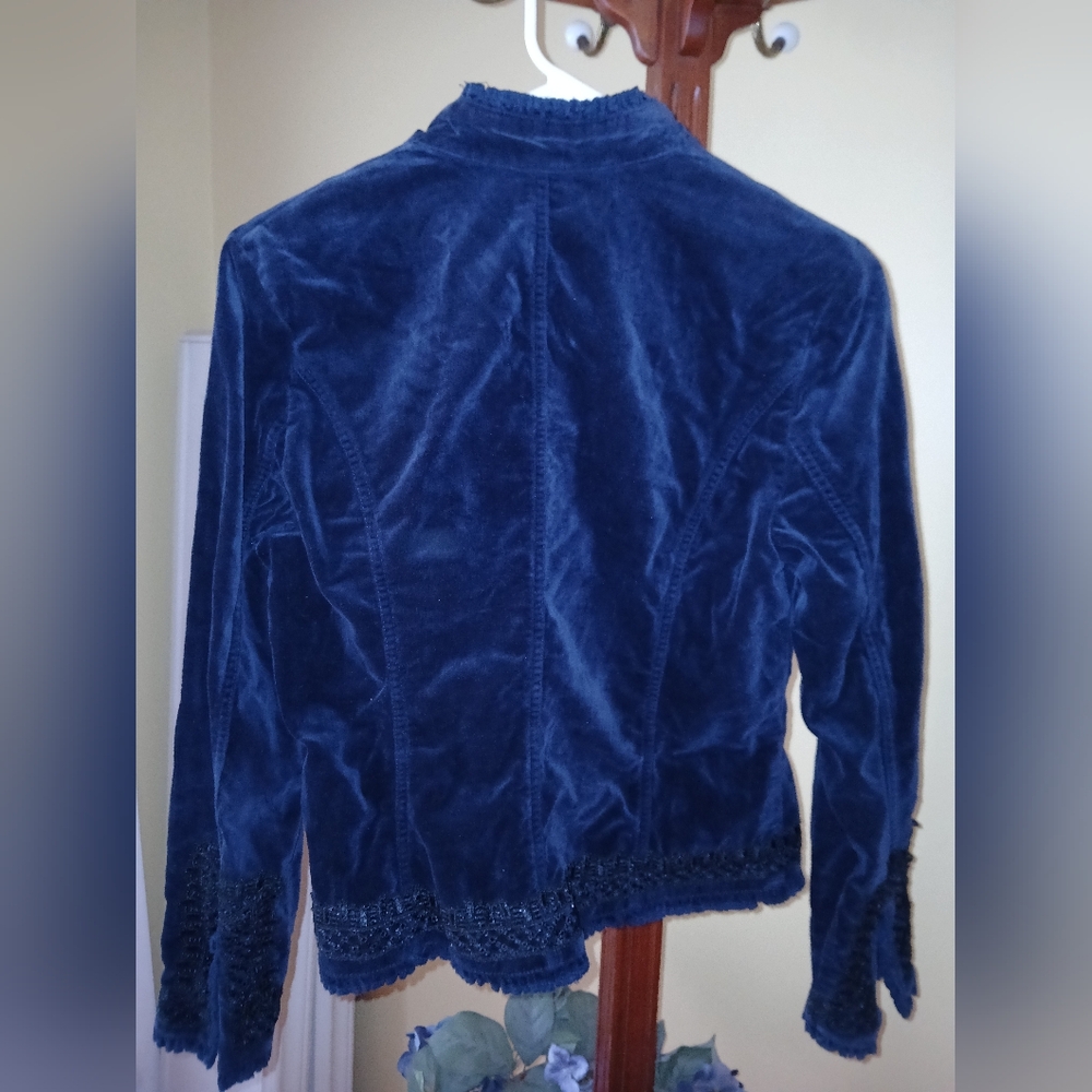 INC Navy Embellished Jacket – Holiday Glam Luxe Evening Style Size Large - Picture 3 of 7